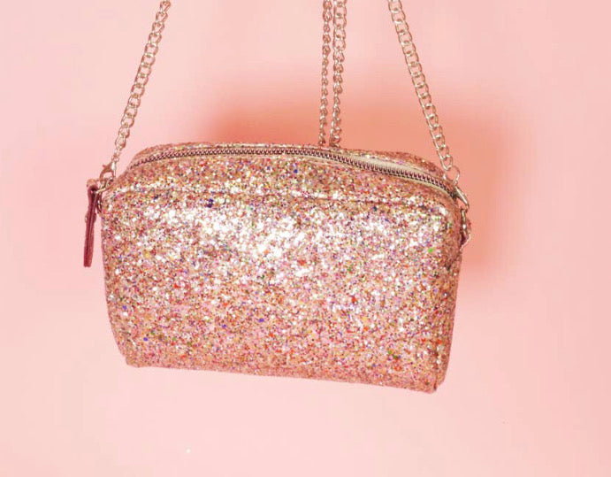 Fancy Pink Glitter Crossbody