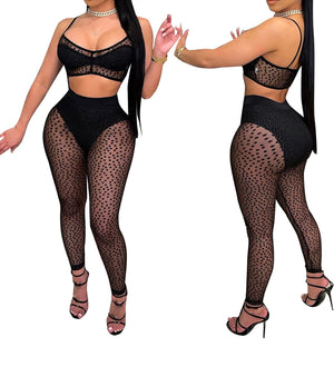 Black Sheer Mesh Bodycon Set