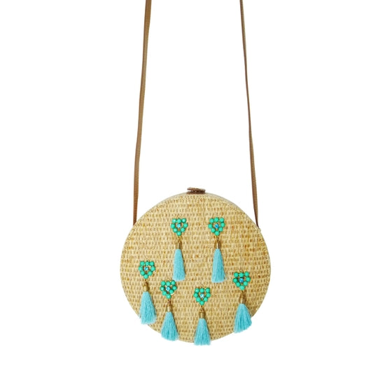 Blue Tassel Circle Handbag