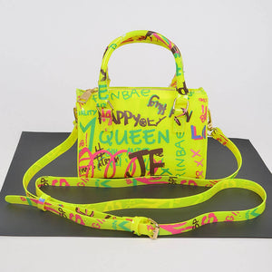 Neon Yellow Graffiti Boston Bag