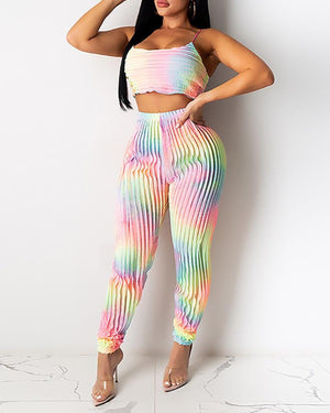 Ruched Multi-Colored Tie Dye Set