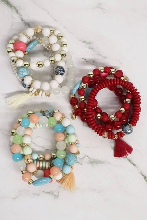 Multiline Beaded Tassel Bracelet