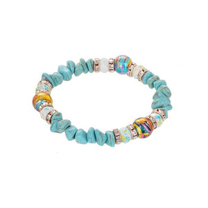 Multi Stone Bead Stretch Bracelet