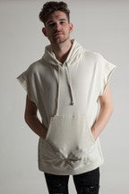 Men's Cropped Sleeved Hoodie -Sand