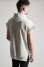 Men's Cropped Sleeved Hoodie -Sand