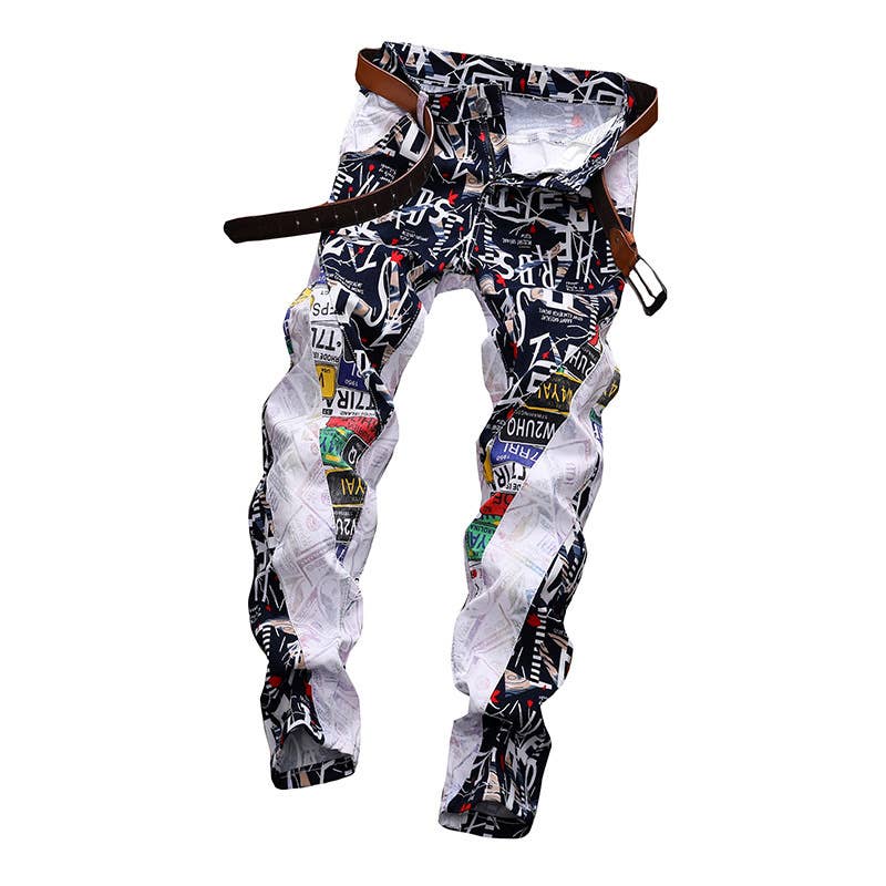 Men's Alphabet Print Jeans