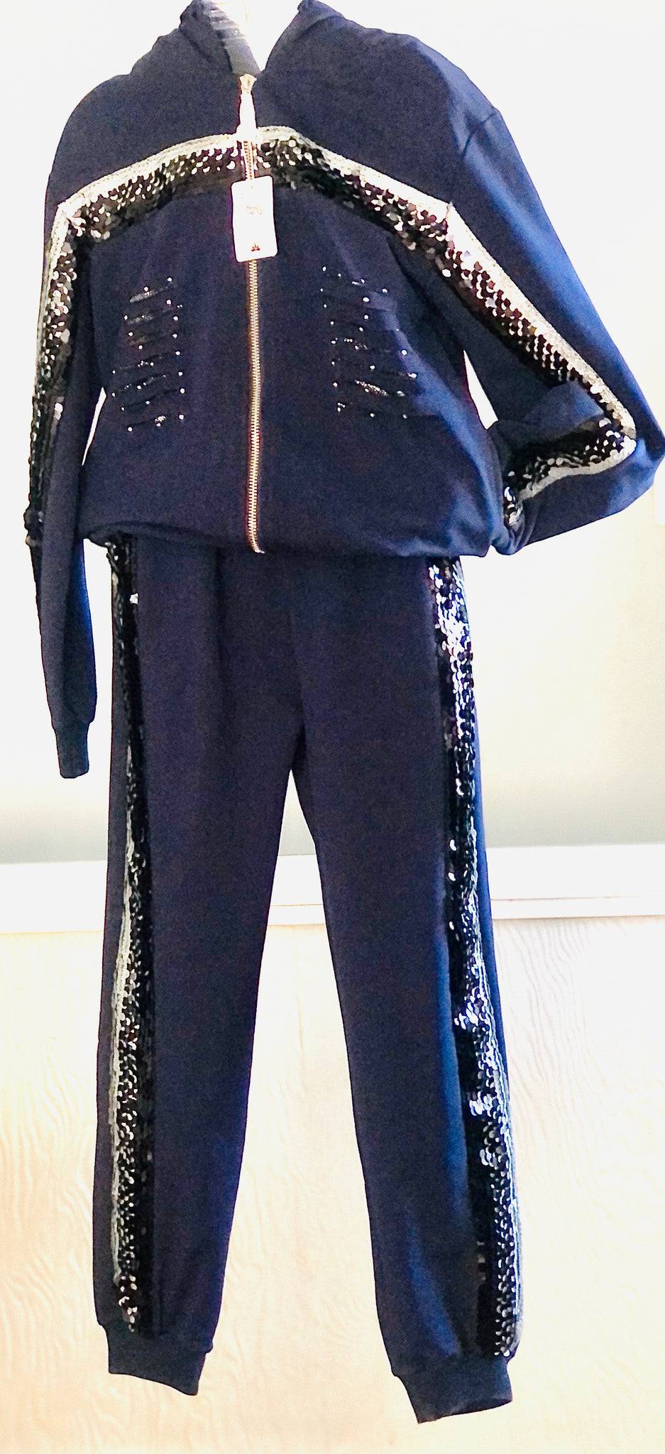 Navy Sequins Track Suit