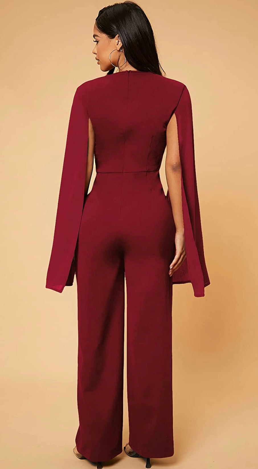 Wine Split Sleeve Jumpsuit