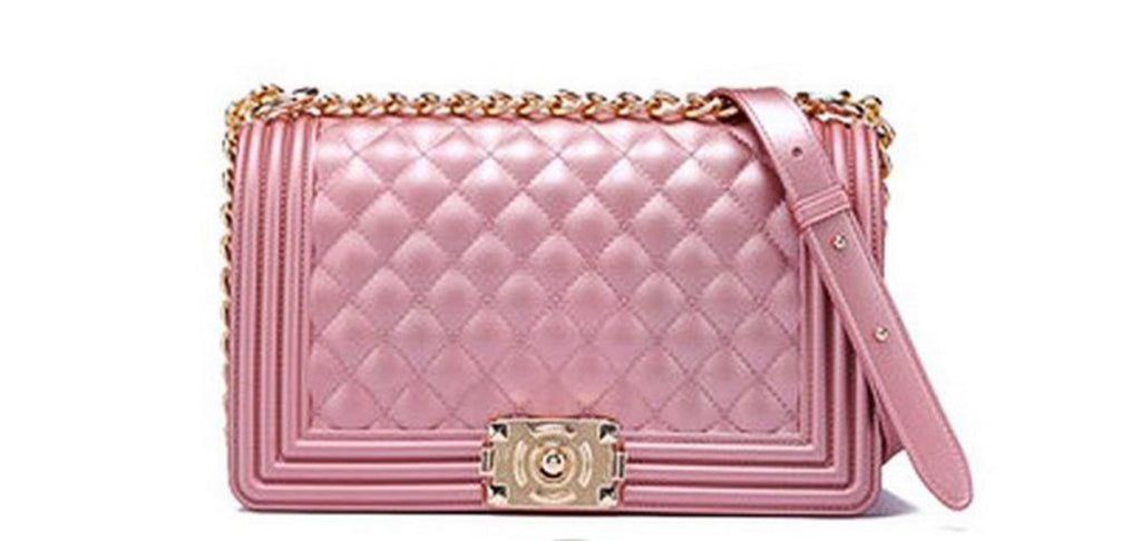 Rose Gold Jelly Quilted Shoulder Crossbody