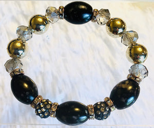 Black Multi Bead Stretch Bracelet