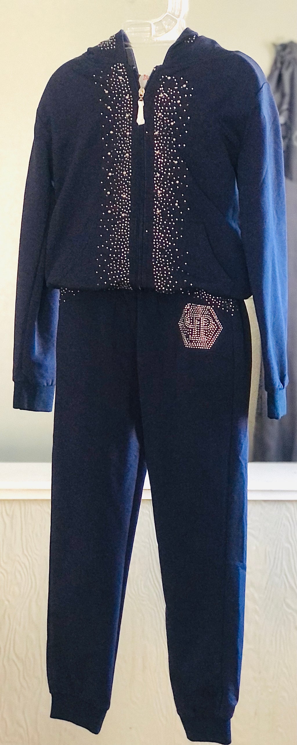 Girls Navy Track Suit w/Beads