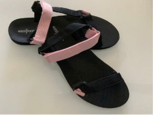 Pink/Black Adjustable Strap Sandals