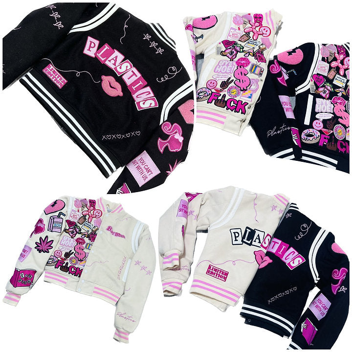 Pink Burn Book Varsity Jacket Pink