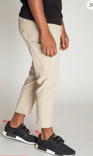 Men's Cropped Sweat Pants -Sand