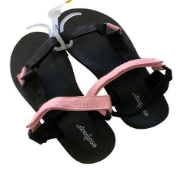 Pink/Black Adjustable Strap Sandals