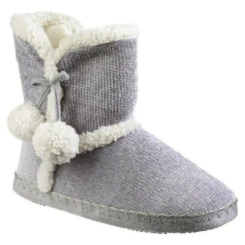 Women's Memory Foam Knitted Booties w/ Pom Poms