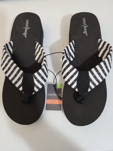 Black & White Stripe Flip Flop